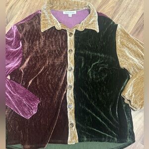 Charmed Hearts Velvet Button-Up Shirt